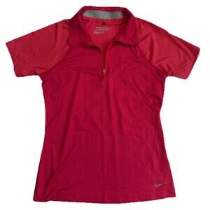 Nike Golf Zip Polo Shirt Womens Small Red Tour Performance Dri Fit Breathable